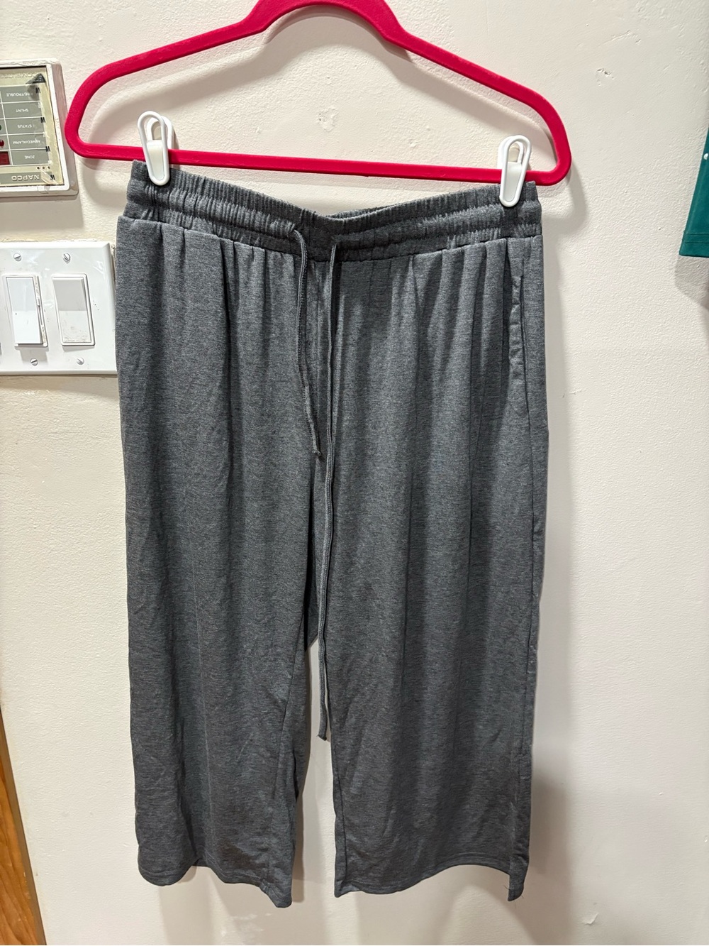 Women's wide legs Charcoal Gray Drawstring Capris